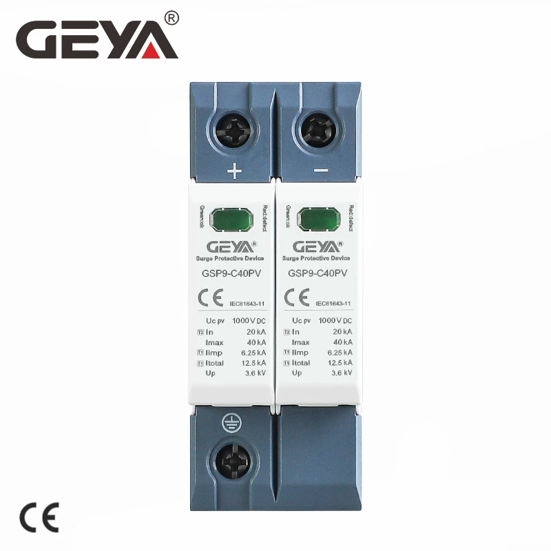 

GEYA GSP9 2P SPD DC 600V 1000V 20KA~40KA House Surge Protector Protective Low-voltage Arrester Device