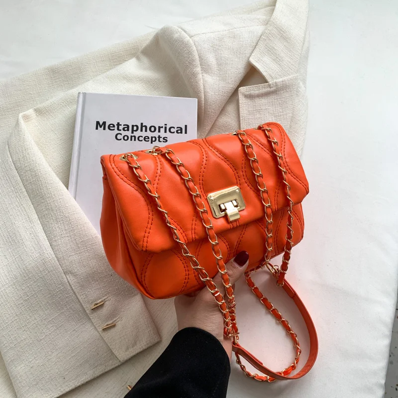 

Casual Solid Women Shoulder Bag Chain Strap Crossbody Bags Pu Leather Handbags Designer Women's Bags