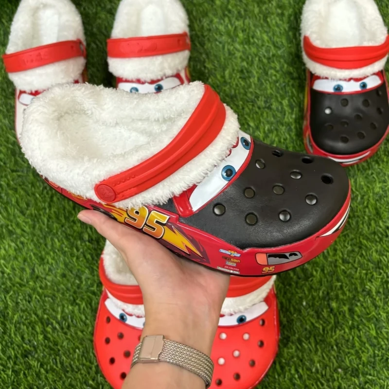 Обувь Disney Mcqueen Pixar с героями мультфильмов зимние хлопковые тапочки сохраняющие