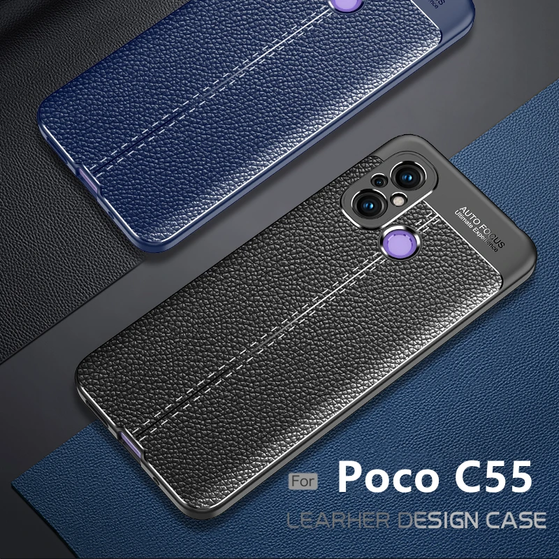 

For Cover Xiaomi Poco C55 Case Poco C55 Capas Coque New Phone Bumper Shockproof TPU Soft Leather For Fundas Poco C 55 C55 Cover