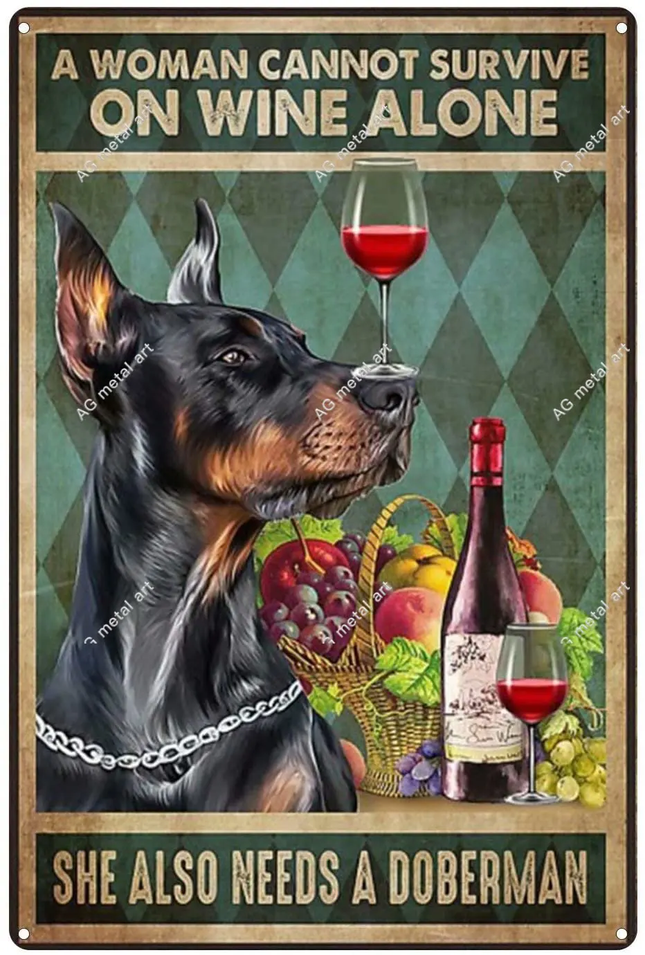 

Pilot and Dog Poster Tin Sign, Old-Fashioned Metal Wall Art Plaque -Easily Distracted By Dog And Airplanes, Bar, Home, 1