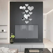 

10Pcs/Set Durable Love Heart Mirror Stickers Wall Stickers Mural 3D Decal Simple DIY Decorative Removable Paster Home Decoration