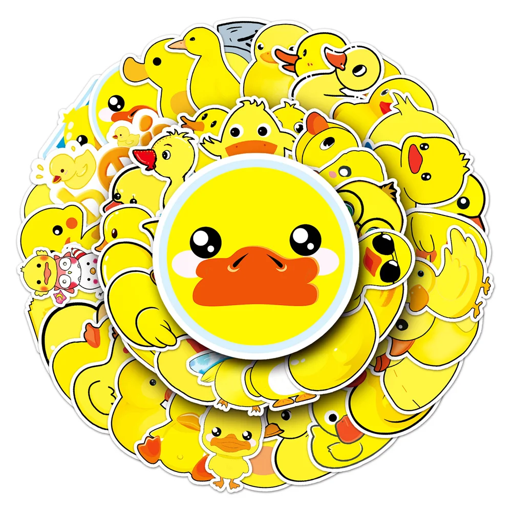 

10/30/50PCS Cute Little Yellow Duck Cartoon Personality Creative Sticker Desk RefrigeratorSkateboard WaterproofSticker Wholesale