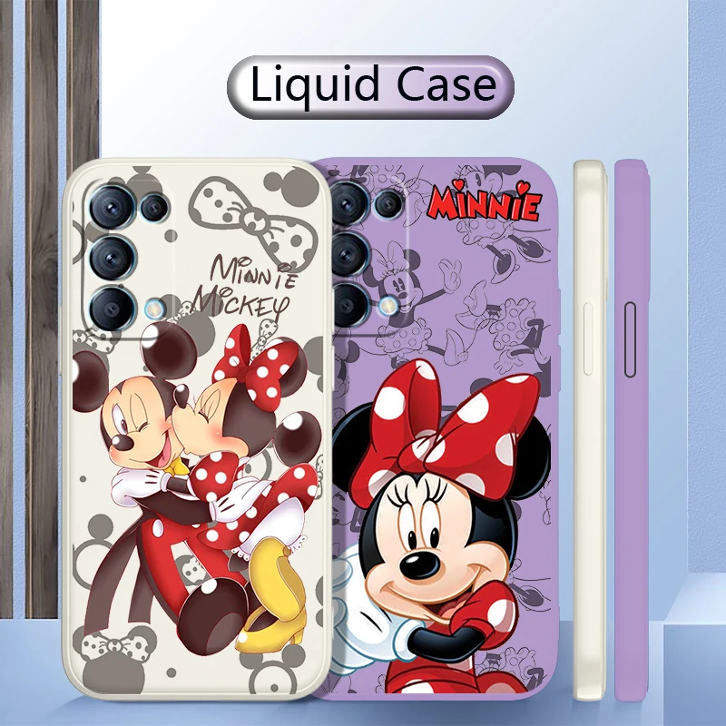 

Red Cartoon Minnie Fashion For OPPO Find X5 Pro X3 Pro X2 Neo 7Z 6 5 4Z 2Z SE Lite Pro 4G 5G Liquid Rope Silicone Phone Case