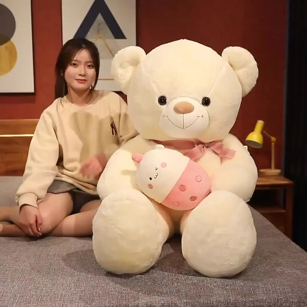 

High Quality Lovely Stuffed Teddy Bear with Boba Bubble Tea Plush Toy Gifts for Kids