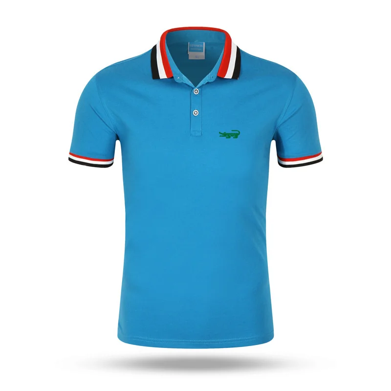 Мужская Однотонная рубашка-поло Повседневная хлопковая с коротким рукавом и