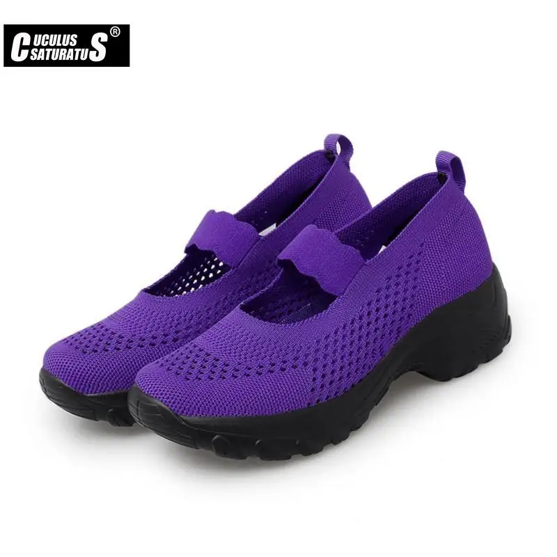 

Женские туфли на плоской подошве, дышащие сетчатые кроссовки, без шнуровки, мягкая повседневная обувь, вязаные носки, плоская подошва, брике...