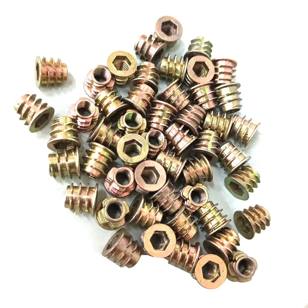 

100pcs Home Hex Connector Insert Zinc Alloy Handwork Universal Nut For Wood Fasten Furniture Accessories Tool Convenient