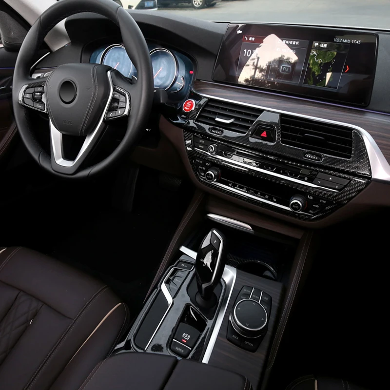 Фото Для BMW 5 серии G30 6GT G32, аксессуары, защитная наклейка из углеродного волокна, кнопки переключения передач, крышка панели, внутренняя отделка, Стайлинг автомобиля №5