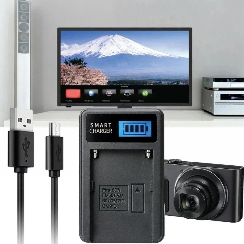 Зарядное устройство NPF550 с ЖК-экраном для аккумуляторов NPF550/F750/F960/F970 NPFM50/FM70/FM90.