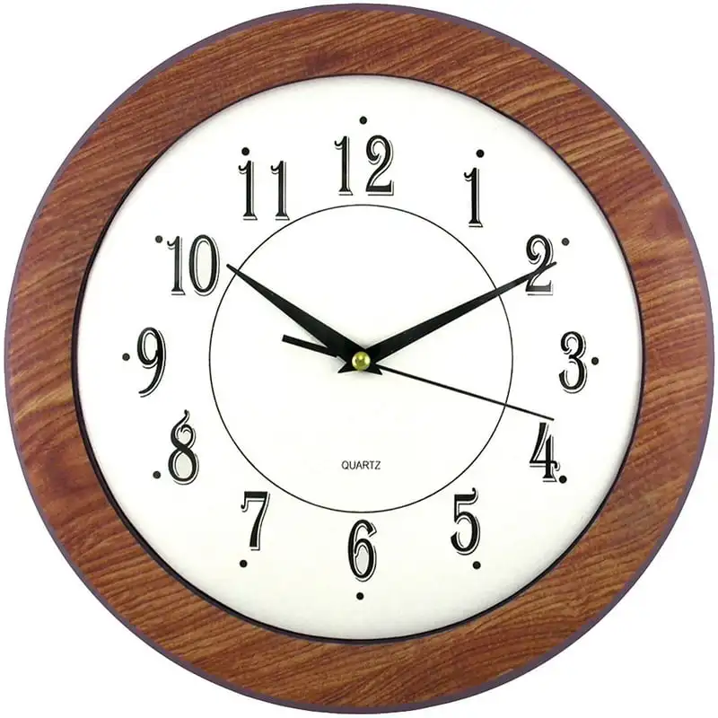 Reloj de pared redondo de grano de madera, Reloj digital de pared...