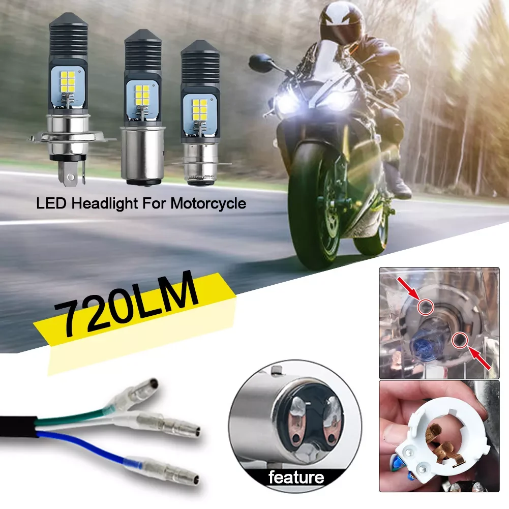 

1Pc H4 BA20D P15D Motorcycle LED Headlight Bulbs White Yellow Moto Lamp Motorbike Accessories Lights