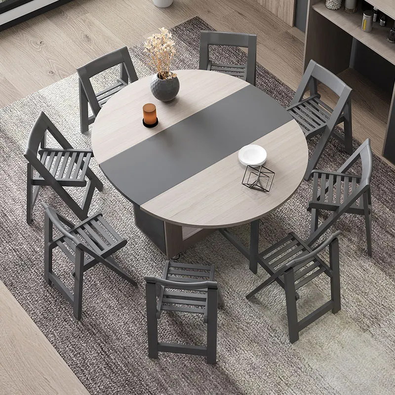 

Garden Fashion Folding Dining Table Multifunctional High Full Round Dining Table With 4 Chairs Console Kitchen Furniture HY