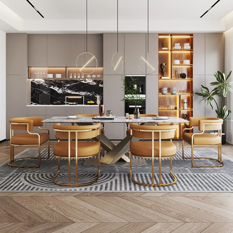 Обеденные стулья с металлическими ножками современные роскошные подлокотники