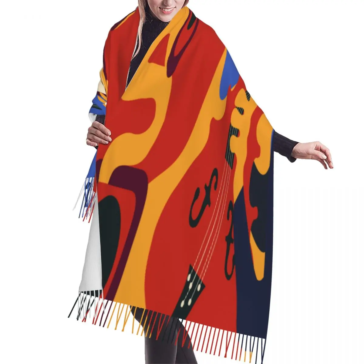

Music Instruments Scarf Winter Long Large Tassel Scarves Soft Wrap Pashmina