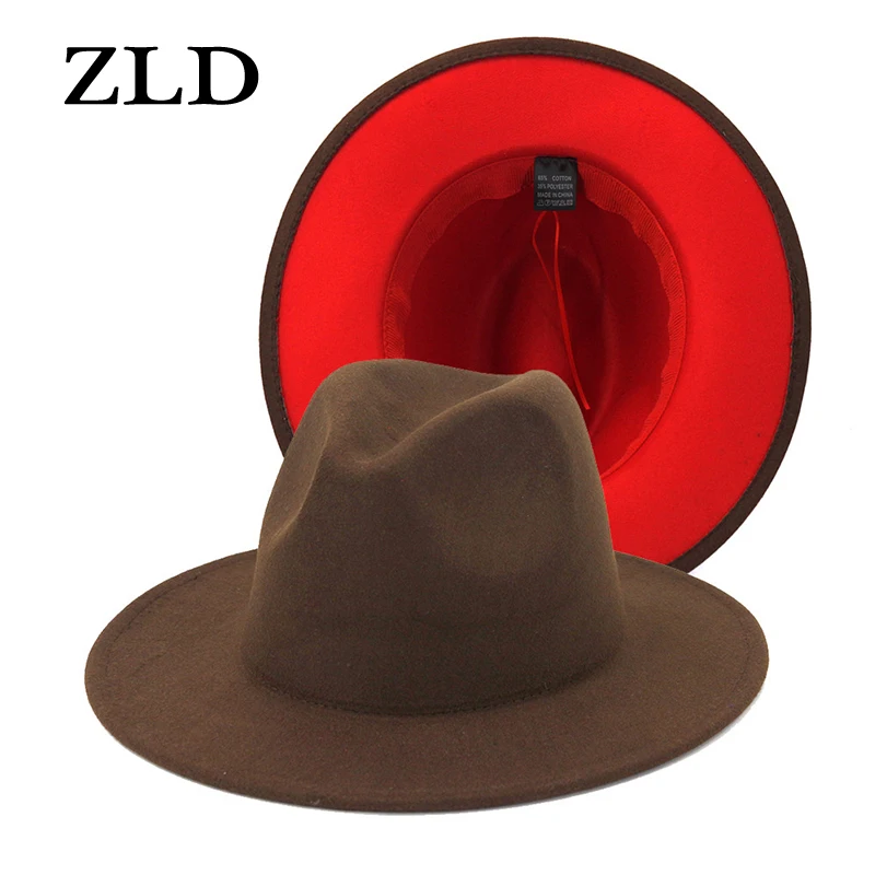 

ZLD Winter New British Style Men Double Sided Color Matching Jazz Retro Ladies Flat Brim Women Cap Casual Fedoras Hat Party Hat