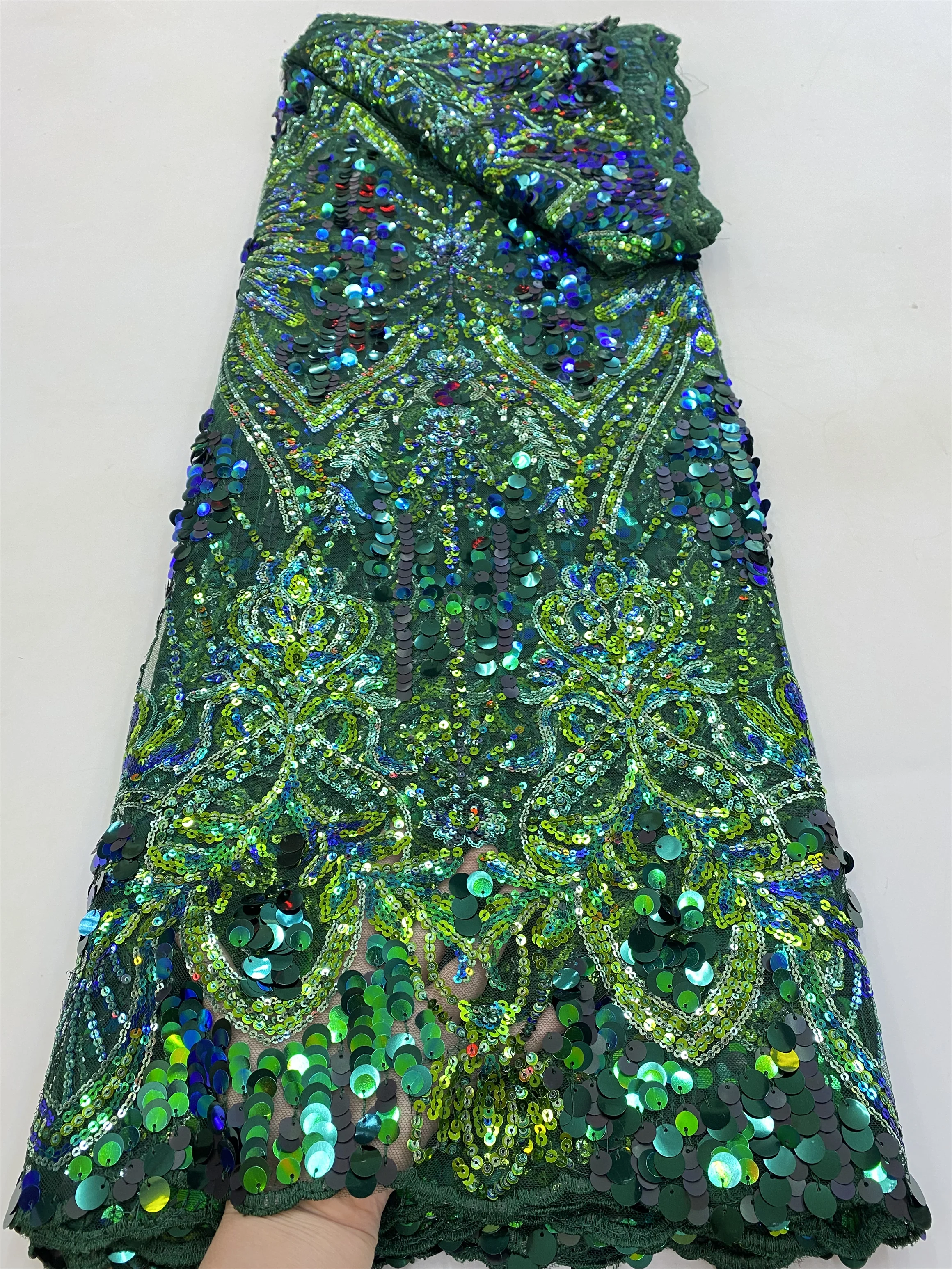 Роскошная модная блестящая кружевная ткань с блестками и вышивкой для вечерних