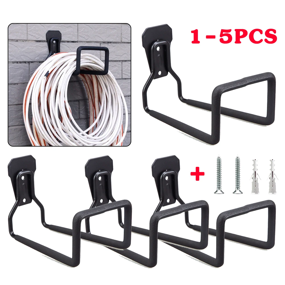 

1-5pcs Metal Garden Hose Hanger Holder Heavy Duty Wall Shelf Hanger Garden Wall Mounted Hose Hook Anti-slip Water Pipe Organizer