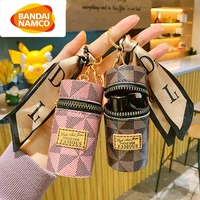 bandai luxury leather%c2%a0bucket lipstick key chain silk scarf keychain exquisite storage bag pendant women keyring gift