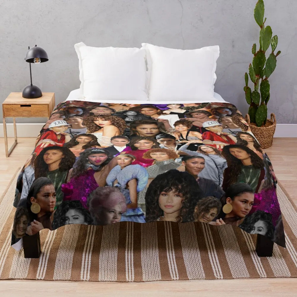 

Zendaya Collage Throw Blanket Flannel Fabric Decorative Blanket