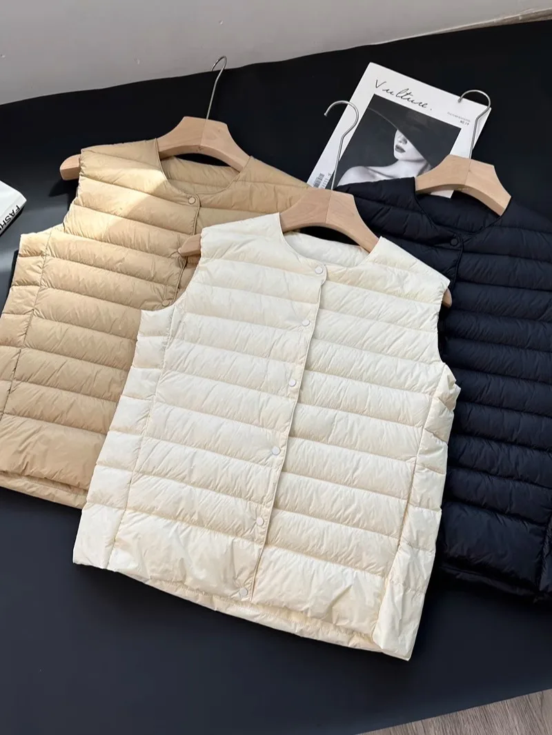 Amazing Quali! Easy to Wear Non-Diamond Velvet Way of Dressing Stacked Inner wear 95 White Goose Down down Vest