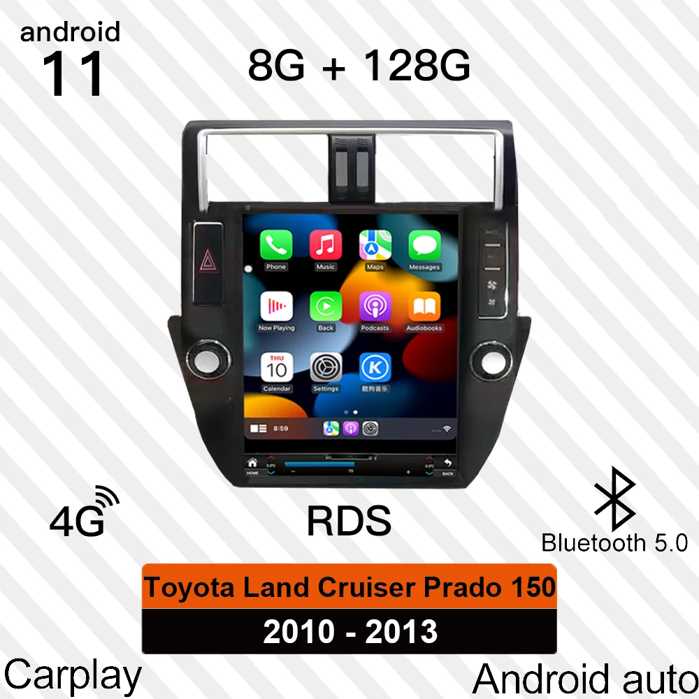 Магнитола на Android 11 для Toyota Land Cruiser Prado 150 2010 2011 2012 2013 мультимедийный видеоплеер с