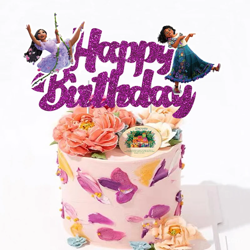 Disney Encanto Mirabel  Isabella Theme Cake Cupcake Toppers Cake Flag Wedding Birthday Party Decor Anniversaire Cake Supplies