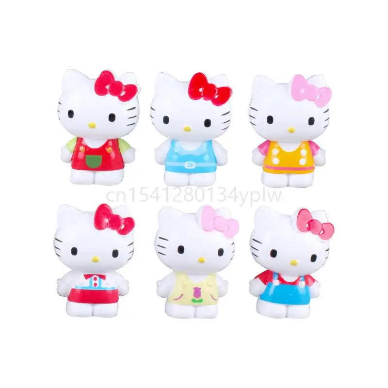 

Аниме экшн-фигурка Hello Kitty, 6 шт./компл., симпатичная модель, кукла, коллекционное украшение, сменная одежда, игрушки для детей, подарок
