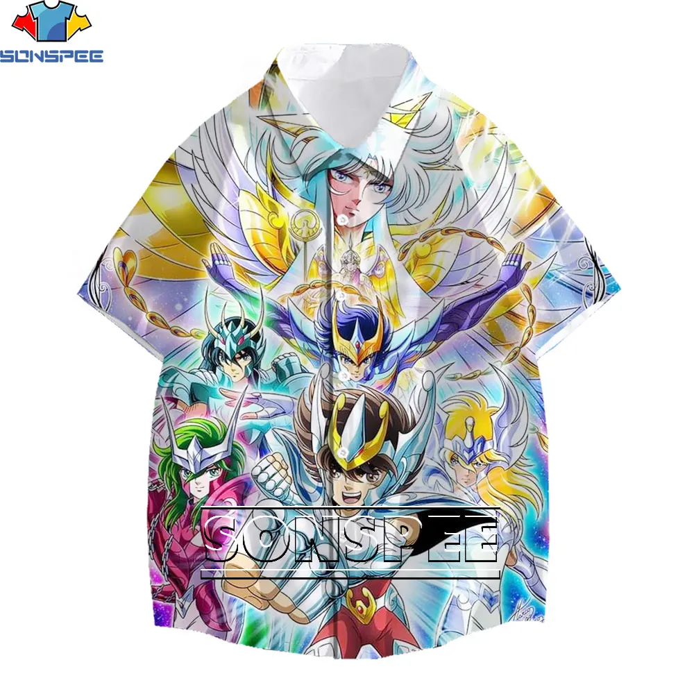 

SONSPEE 3D Print Shirt Japanese Style Classic Anime Character Cool Top Men Saint Seiya Blouse Street Japan Clothes Short Sleeves