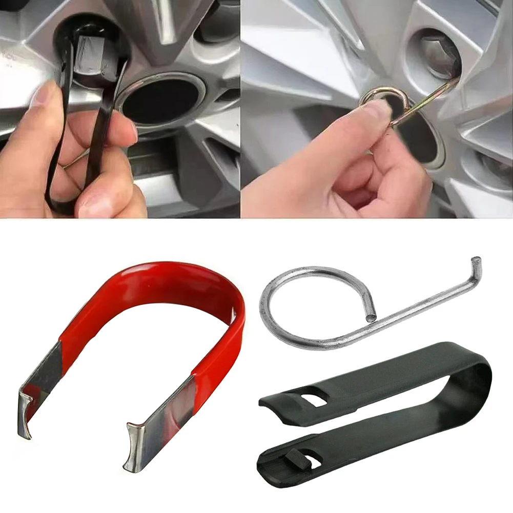 

3pcs/set Universal Car Truck Wheel Lug Bolt Nut Center Cover Cap Extractor Removal Tool Clip with Hook Car Tire Cap Puller Tool