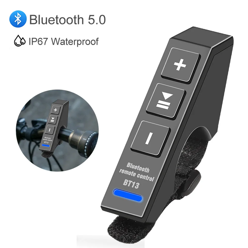 

Беспроводной Bluetooth-пульт дистанционного управления на руль мотоцикла и велосипеда, водонепроницаемый музыкальный плеер 5.0, медиаконтроллер, гарнитура для автомобильного шлема