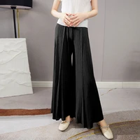 miyake pleated pants women summer 2022 new solid color high waist loose stretch wide leg trousers full length simple casual