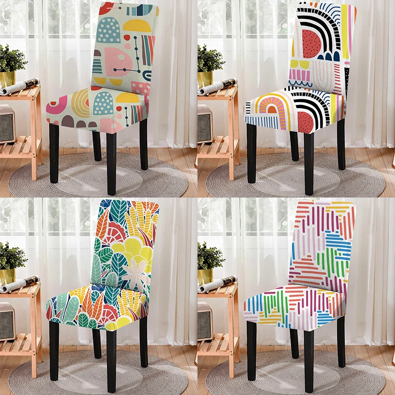 

Modern Colorful Striped Pattern Print Chair Cover Dustproof Anti-dirty Removable Office Chair Protector Case Chairs Living Room