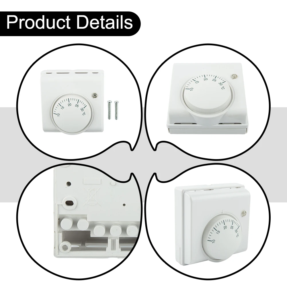 

Temperature Switch Thermostat L83 X H83 X T31mm Mechanical Room Temperature Controller White For Hotel Restaurant