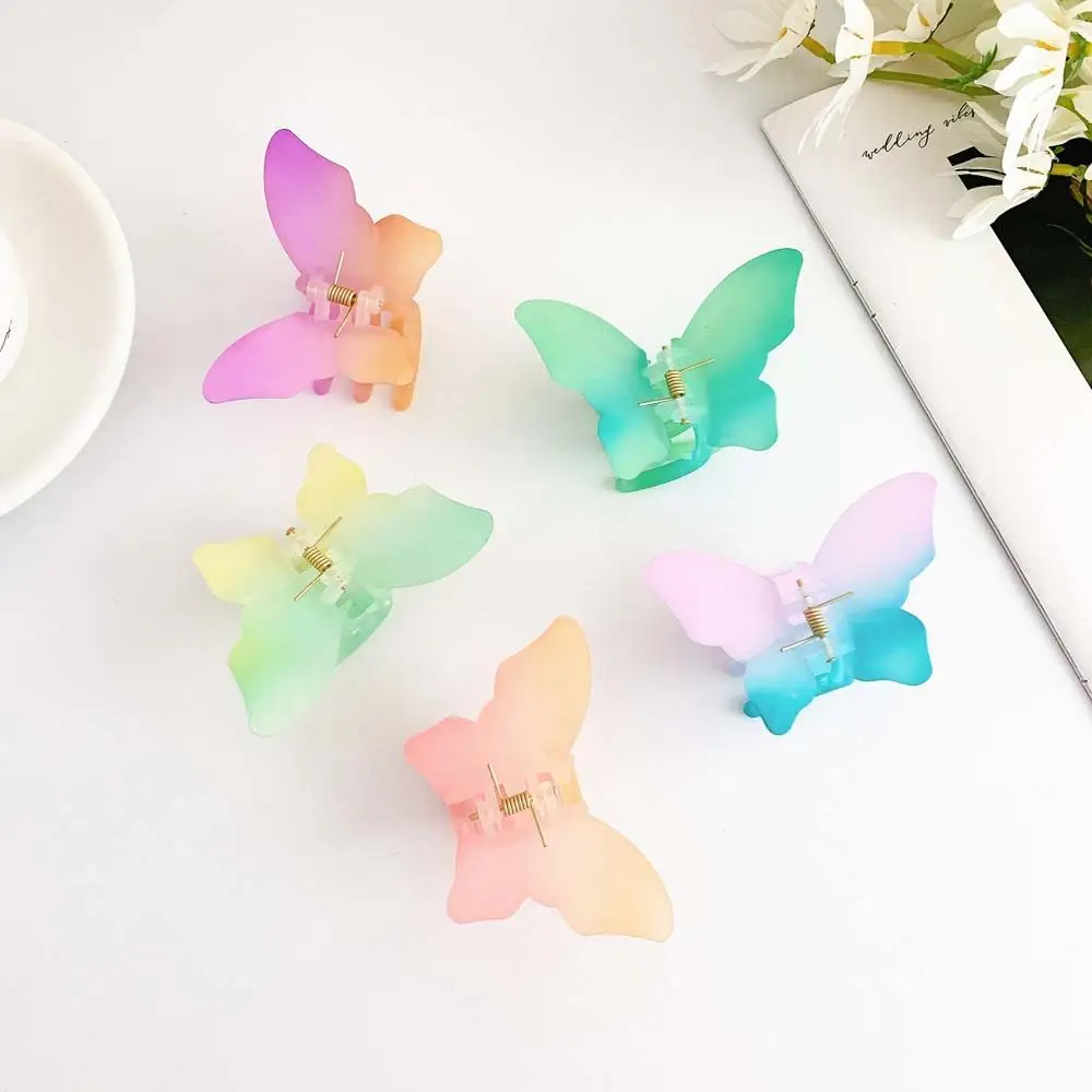 

Fashion Gradient Color Butterfly Hair Claw Candy Color Acrylic Geometric Hair Claw Mini Cute Matte Shark Clip