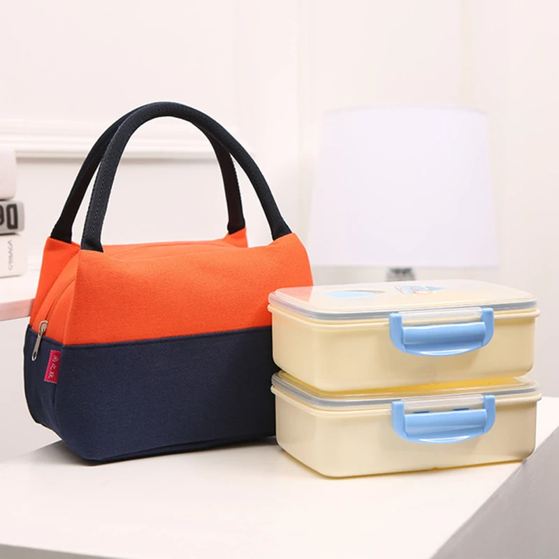 Brand Canvas Lunch Bags For Women Fashion Portable Thermal Insulated Lunch Box Bag Tote Bolsa Comida Lunch Bag For Kids School images - 6