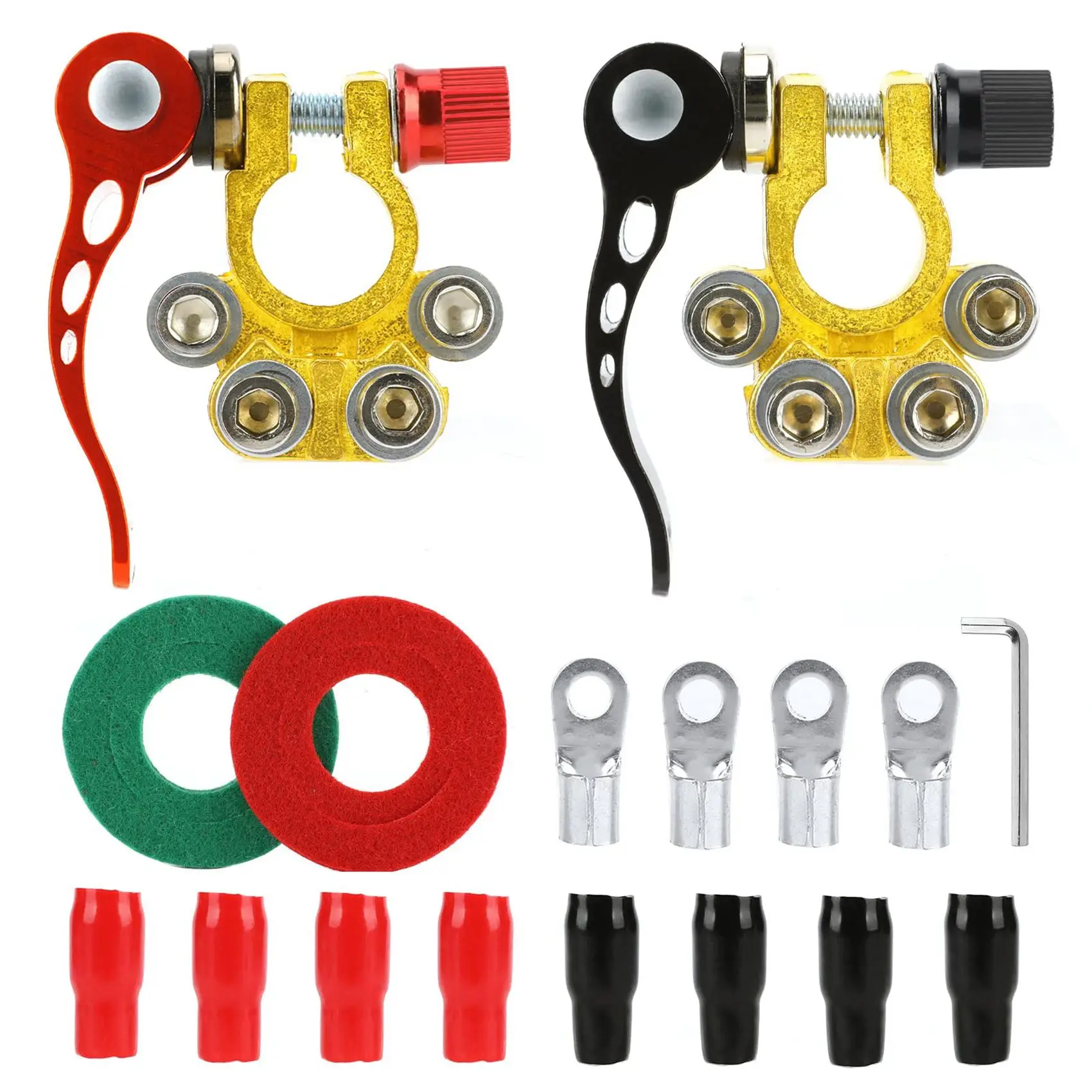 

Car Battery Terminals 12V Auto Battery Terminal Connector Battery Cable Terminal Adapter Copper Clamps with Hex Wrench