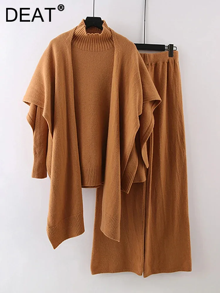 DEAT Свитер комплект из 3 предметов шаль водолазка топ с длинными рукавами