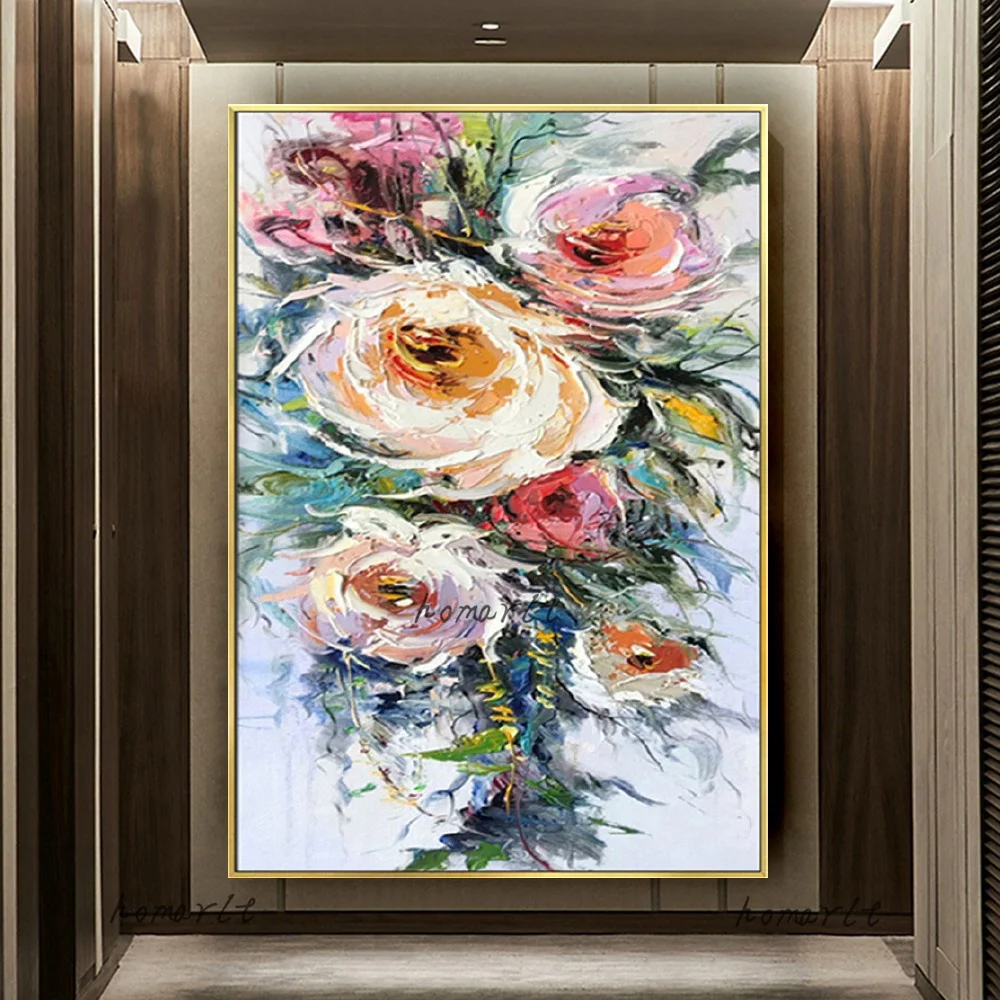 

Hand Painted Oil Painting On Canvas Abstract Large Flowers Paintings Modern Decoration Wall Art Living Room Decor Picture
