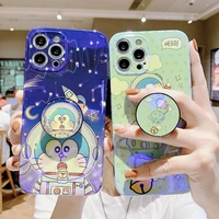 bandai cute astronaut doraemon stand phone case for iphone 11 12 13 pro max 8 7 6 6s plus x 5 xr xs cover