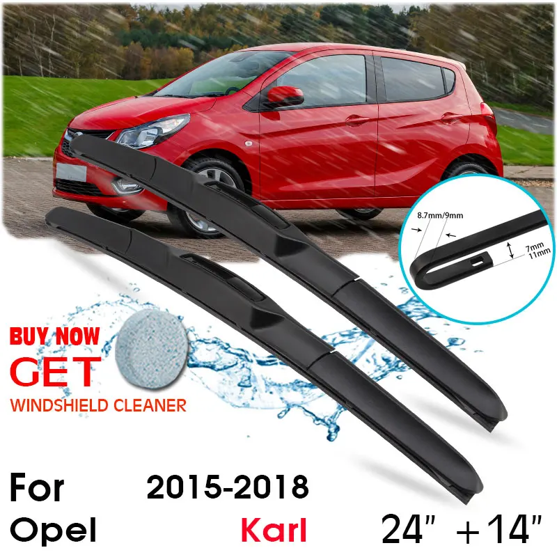 

Car Wiper Blade Front Window Windshield Rubber Silicon Refill Wipers For Opel Karl 2015-2018 LHD / RHD 24"+14" Car Accessories
