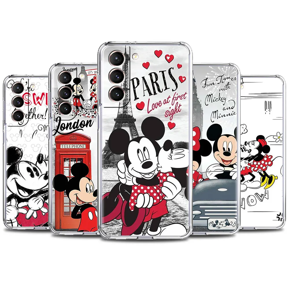 

Cute Mickey And Minnie Case For Samsung Galaxy S22 S20 FE S21 Plus S10 S9 Note 20 9 10 Lite Transparent Soft Phone Cover