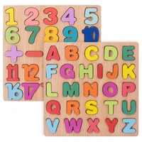 wooden 3d puzzle toy high quality wooden english alphabet number 3d puzzle cognitive matching board games for children