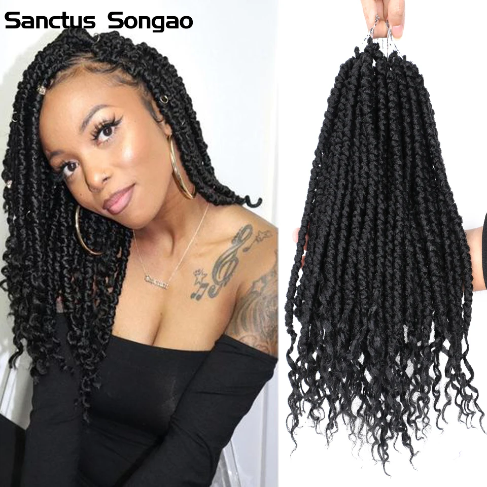 Spring Twist Hair Curl End Braids Hair Soft Goddess Locs Synthetic Braids Hair Extension 12 Inch Crochet Hair For Black Women