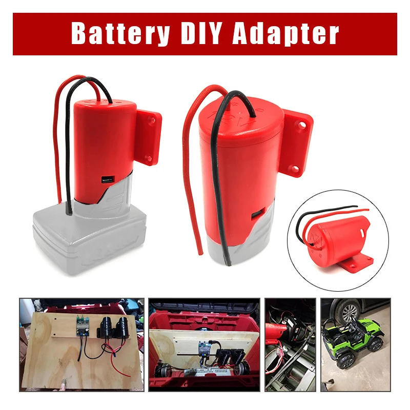 

Battery DIY Adapter for Milwaukee 10.8V 12V M-12 Li-ion Battery Power Connector Adapter Converter Dock Holder with 14 Awg Wires