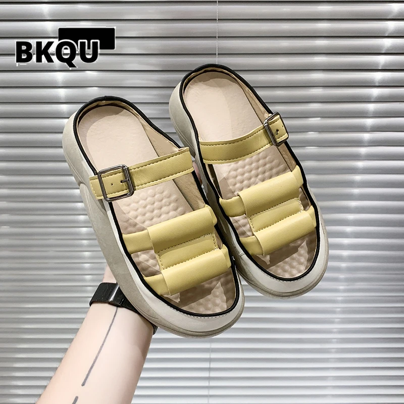 

2022, модные летние тапочки на платформе, пляжные шлепанцы, повседневная внешняя танкетка