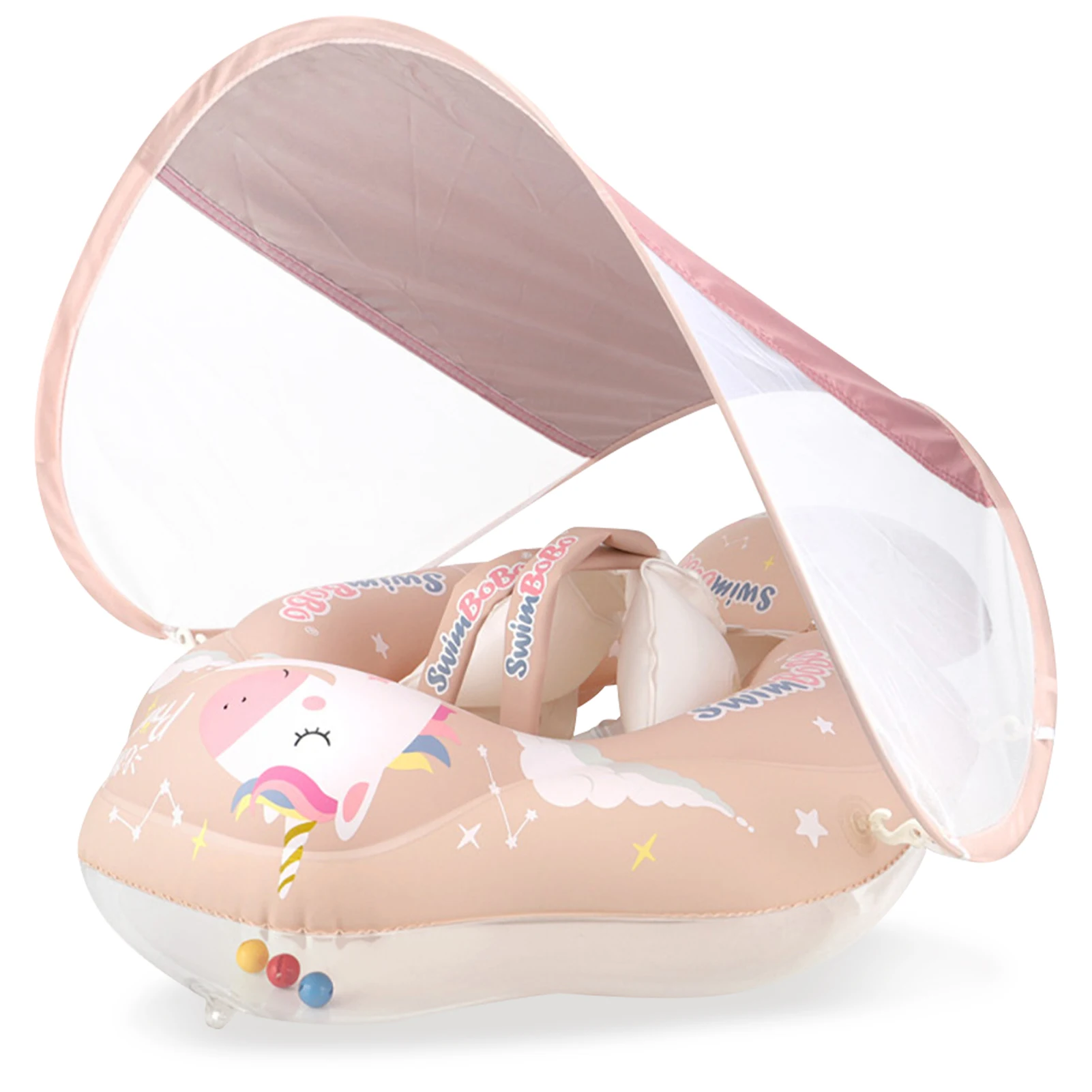 

Infant Pool Float With Canopy No Flip Over Baby Swimming Float With Awning And Shoulder Strap Inflatable Infant Toddler Water