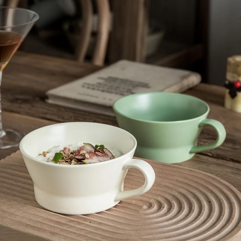 

Керамические кружки большого размера, креативные фарфоровые чашки для молока из реактивной глазури Morandi, чашка для завтрака, йогурта, овсян...