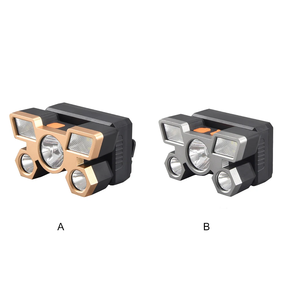 

3Pcs Led Fishing Five-Head Flashlight Headlamp Lantern USB Rechargeable Powerful Outdoors Torch Searchlight Silver