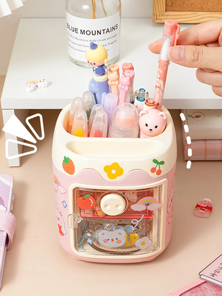 

Cartoon Piggy Pen Holder Organizer Cute Kawaii Office Students Stationery Storage Box Desktop Cosmetic Storage Boxes Home Decor